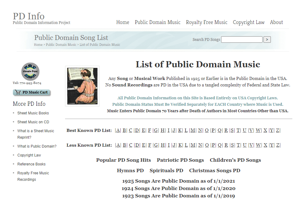 PDinfo musica sin derechos de autor bajo dominio publico public domain
