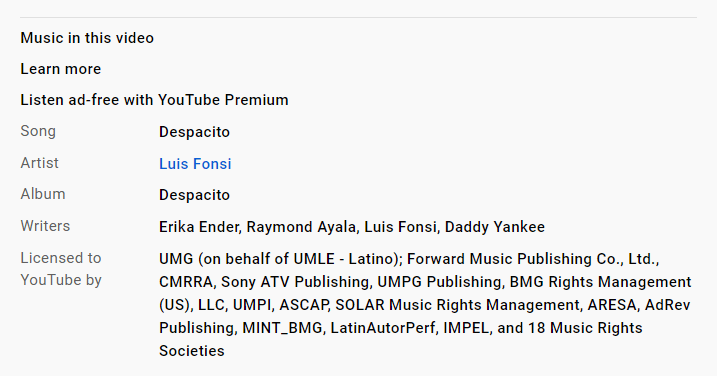 how to find out what music is copyrighted on youtube video description